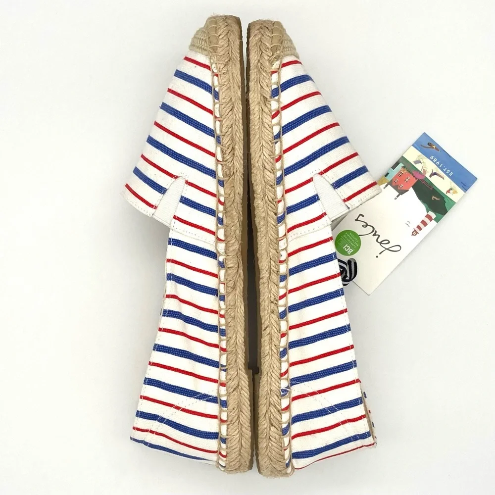 Joules Shelbury Striped Espadrille Flats Women’s Size 10 Canvas Slip On Nautical